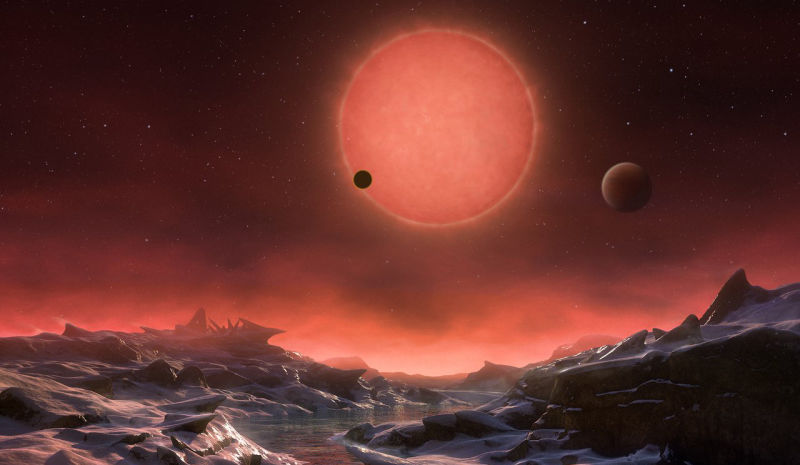 Artist’s conception of the view from one of the planets (Image: Image: ESO/M. Kornmesser)